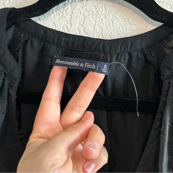 Abercrombie & Fitch Black Long sleeve Clip dot Bodysuit Small Swiss Dot Sheer - Picture 9 of 12